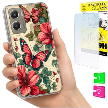 Etui za Motorola Moto G06 / G06 Power maska zadnja leptiri + staklo