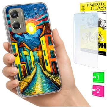 Etui za Motorola Moto G06 / G06 Power, zaštitna maska s umjetničkim uzorkom i staklo
