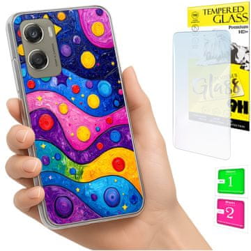 Etui za Motorola Moto G06 / G06 Power maskica sa stražnjim valovima i staklom