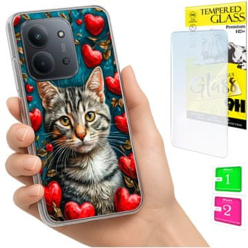 Futrola za Xiaomi Redmi 15C 5G 173mm / Poco C85 s mačkama + 9h staklo