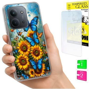 Etui za Xiaomi Redmi 15C 5g 173mm / Poco C85 case plecki motyle + staklo 9h