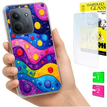 Etui za Xiaomi Redmi 15C 5G 173mm / Poco C85 maskica pleći valovi + staklo 9h