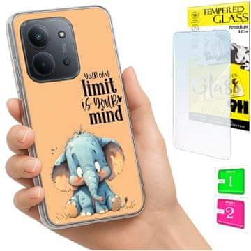 Etui za Xiaomi Redmi 15C 5G 173mm / Poco C85 case s leđima slon i staklo 9h
