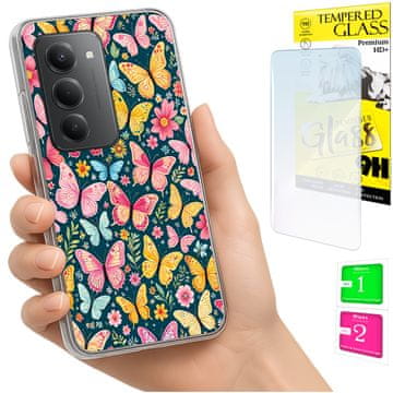 Etui za Xiaomi Redmi 15 4G / 5G 169mm maskica futrola leđa leptiri + staklo