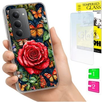 Etui za Xiaomi Redmi 15 4G / 5G 169mm maskica s leptirićima i staklo