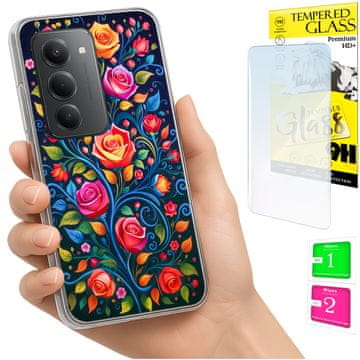 Futrola za Xiaomi Redmi 15 4G / 5G 169mm maska s cvijećem + staklo