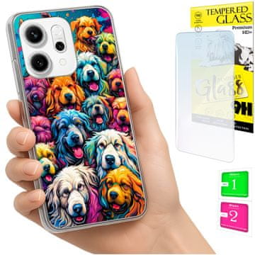 Etui za Oppo Reno 14F / 14 FS 5G, maska foto, pleća psi + staklo