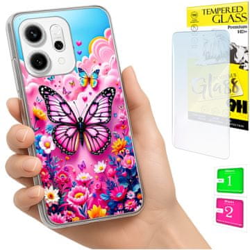 Etui za Oppo Reno 14F / 14 FS 5G fotografija, maska leptir + staklo