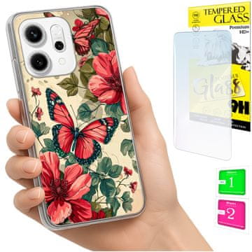 Etui za Oppo Reno 14F / 14 FS 5G maska foto case leđa leptiri + staklo