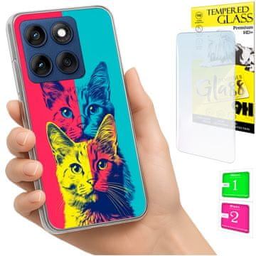 Etui za Motorola Edge 60 Fusion / Edge 60 FOTO case leđa mačke + staklo
