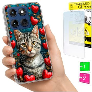 Torbica za Motorola Edge 60 Fusion / Edge 60 FOTO Case Leđa mačkica + staklo
