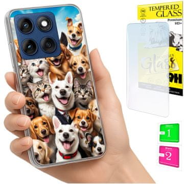 Fototorbica za Motorola Edge 60 Fusion / Edge 60 s uzorkom psići i staklo