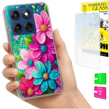 Etui za Motorola Edge 60 Fusion / Edge 60 FOTO Maskica Cvjetići + Staklo