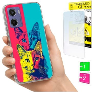 Etui za Motorola Moto E15 / Moto G05, foto maska leđa mačkice, staklo