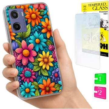 Etui za Motorola Moto E15 / Moto G05 maska foto case leđa cvijeće staklo