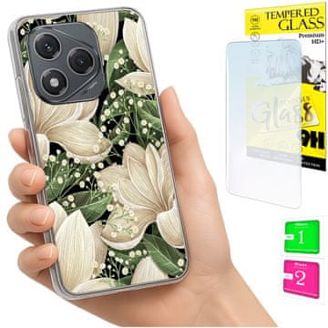 Etui za Honor 400 Lite obloga foto case pleći grafika cvijeća + staklo 9h