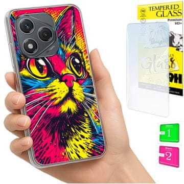 Etui za Honor 400 Lite, obloga foto case, uzorak mačića + zaštitno staklo 9h