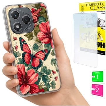 Etui za Honor 400 Lite, obudowa s fotografijom, korice s grafikom leptira + zaštitno staklo 9h
