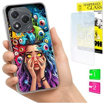 Fotoulan za Honor 400 Lite, maskica s grafikom oči + zaštitno staklo 9h
