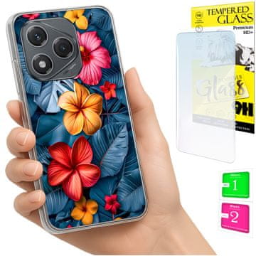 Etui za Honor 400 Lite obloga foto case sa cvjetnim uzorkom + zaštitno staklo 9h
