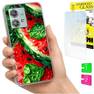 Etui za Motorola Edge 40 Neo, foto maska pleci arbuz + staklo 9h
