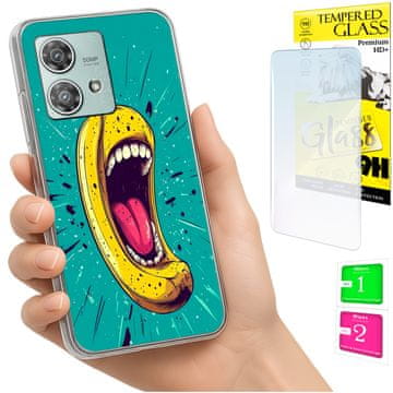 Etui za Motorola Edge 40 Neo, foto case, banana, zaštitno staklo 9h