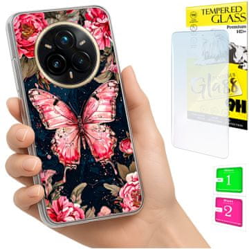 Etui za Realme 14 Pro+ 5G / 14 Pro Plus 5G foto case s motivom leptira + staklo