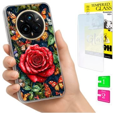 Etui za Realme 14 Pro+ 5G / 14 Pro Plus 5G foto case s leptirićima i zaštitno staklo