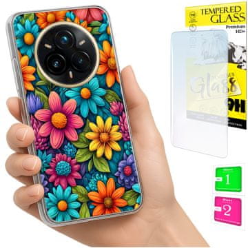 Futrola za Realme 14 Pro+ 5G / 14 Pro Plus 5G foto case sa šarenim cvijećem i staklom