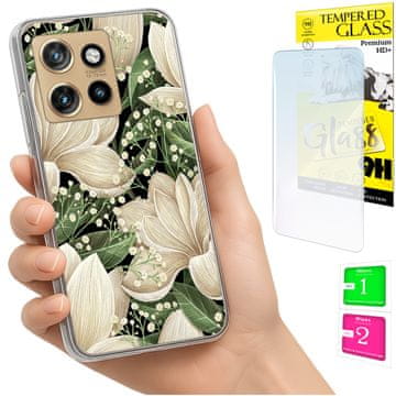 Etui za Motorola Edge 50 Neo, maskica FOTO sa cvjetovima, plus staklo 9H