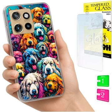 Etui za Motorola Edge 50 Neo maska foto case psi plus staklo 9h