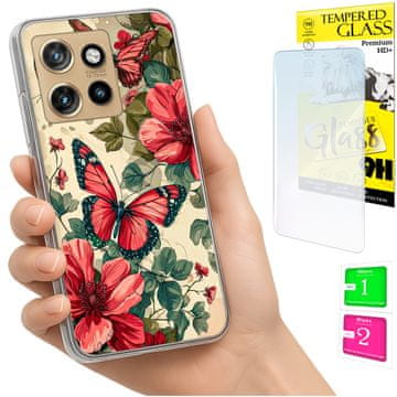 Etui za Motorola Edge 50 neo foto maska pleđa leptiri + staklo 9h