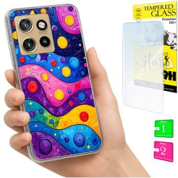 Etui za Motorola Edge 50 Neo, fotofutrola sa leđima s valovima + staklo 9h