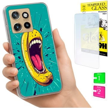 Etui za Motorola Edge 50 Neo, fotobrica, banana, zaštitno staklo 9h