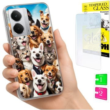 Etui za Realme 14 5G / 14T 5G, obudova foto case, psići + staklo 9h