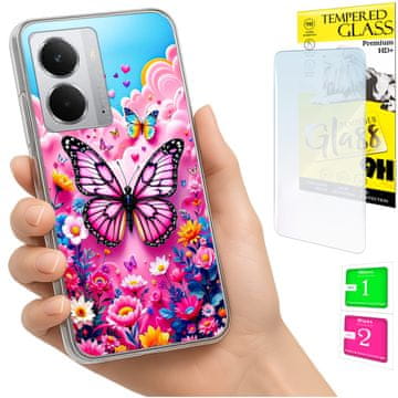 Futrola za Realme 14 5G / 14T 5G s leptirom i zaštitnim staklom 9h