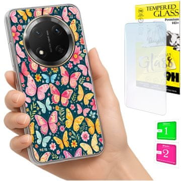 Etui za Honor Magic7 Lite obloga foto case poleđina grafika leptiri + staklo