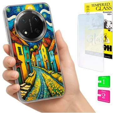 Etui za Honor Magic7 Lite, maska foto, stražnja strana grafika art + staklo