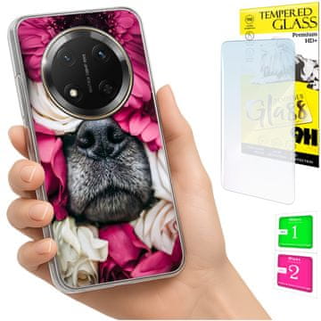 Etui za Honor Magic7 Lite, foto maska, stražnja strana, grafika psa + staklo