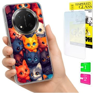 Etui za Honor Magic7 Lite maska foto kućište uzorak mačke + staklo
