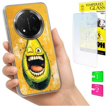 Etui za Honor Magic7 Lite, maska foto, poleđina s grafikom avokada + staklo