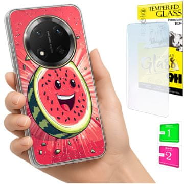 Etui za Honor Magic7 Lite, obloga foto, poleđina s uzorkom lubenice + staklo