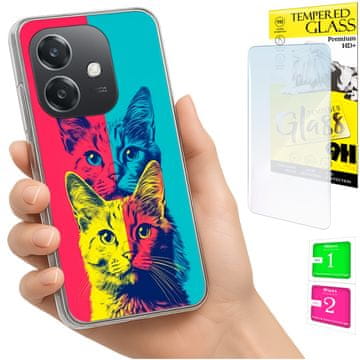 Etui za Oppo A40 / A40m / A60 5G, maskica s motivom mačića, foto pleci + staklo