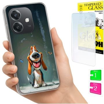 Fotoul za oppo a40 / a40m / a60 5g maska sa psićem + staklo