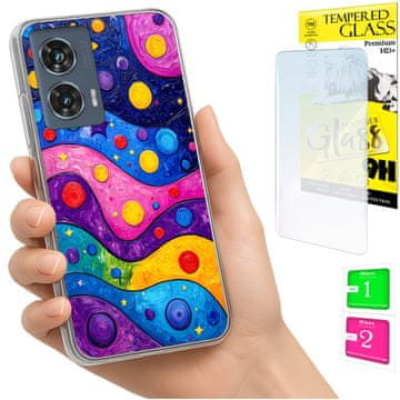 Futrola za Motorola Edge 50 Fusion, foto maska, pozadina s valovima + staklo 9h