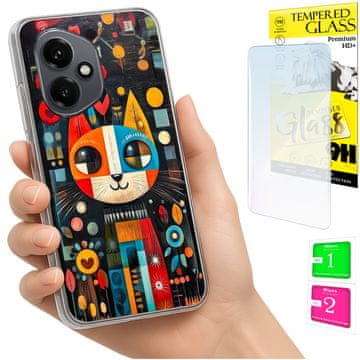 Etui za Honor X7d / 400 smart obudowa foto case plecki kot + staklo 9h