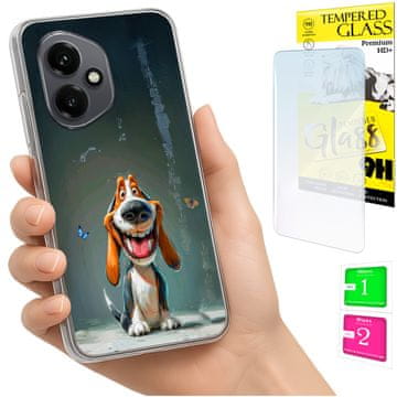 Fotoulan za Honor X7d / 400 Smart, maskica sa psom + zaštitno staklo 9h
