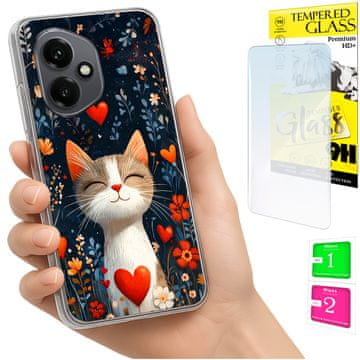 Etui za Honor X7d / 400 Smart obloga foto piknik za mačke + staklo 9h