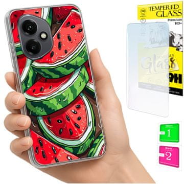 Etui za Honor X7d / 400 Smart, foto maska lubenica + zaštitno staklo 9h