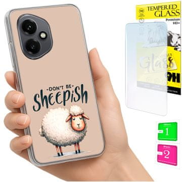 Etui za Honor X7d / 400 Smart, foto maska s ovčicom i zaštitno staklo 9h
